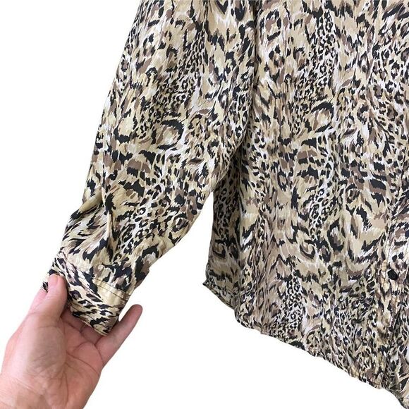 Vintage Metro Express Animal Print Silk Blouse Size Large - Picture 3 of 7